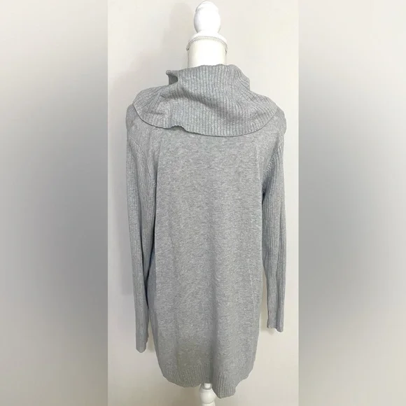 Crown & Ivy Womens OX Solid Gray Gray Long Sleeve Cowl Neck Sweater Cabincore - Picture 4 of 12